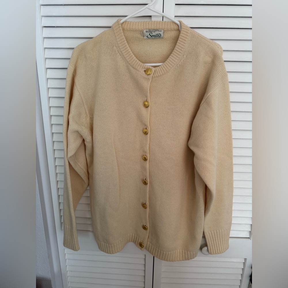 SMITH Cream lambs wool Women's Cardigan, XXL